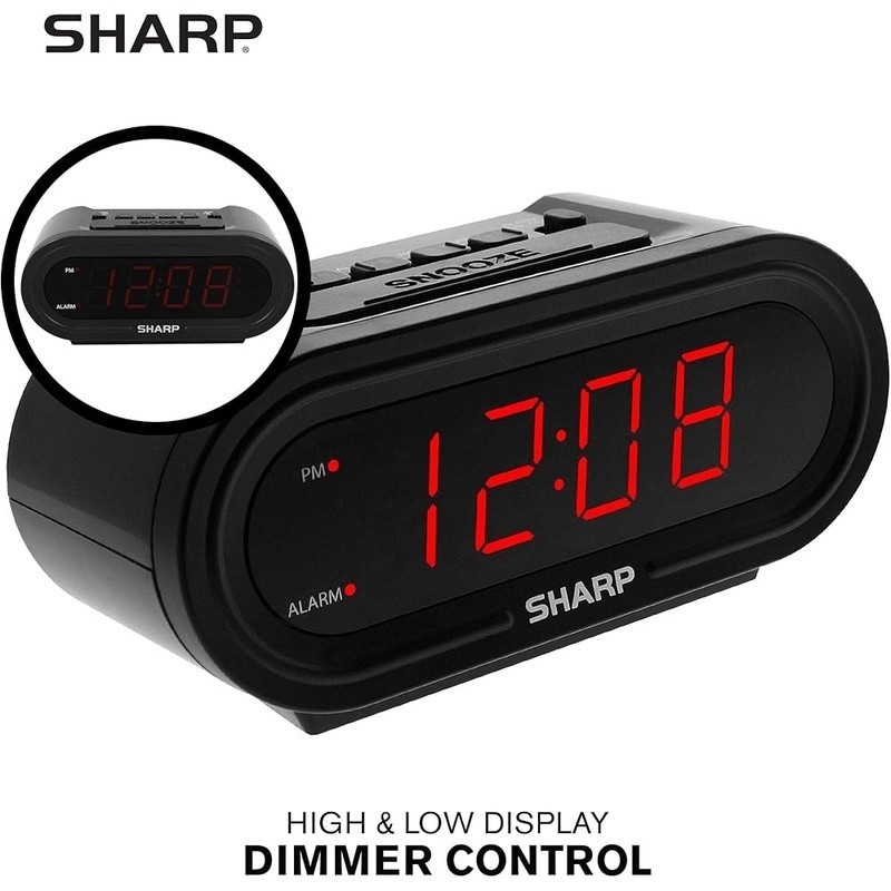 Digital Alarm with AccuSet Automatic Smart Clock Never Needs Setting Red LEDs