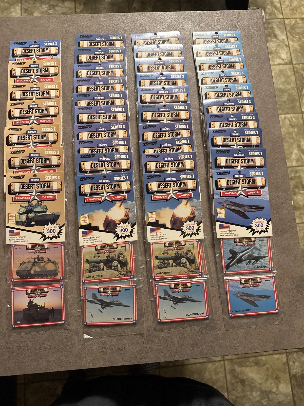 troops Desert Storm Trading Cards 37 sealed packs. w/box