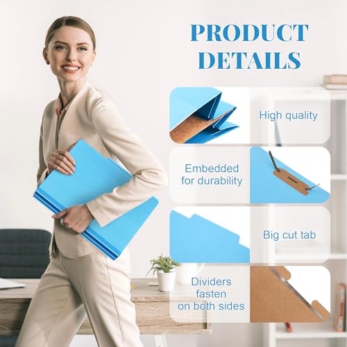 Pcs Classification Folders Letter Size, 1 Divider Pressboard File 24 Blue