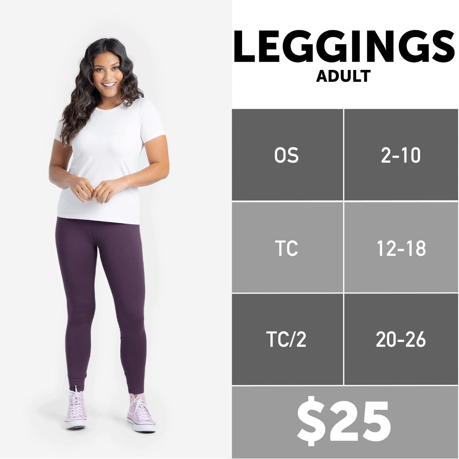 TC2 LuLaRoe ~ SOLID BLACK ~ Leggings SIZES 18+, new in package