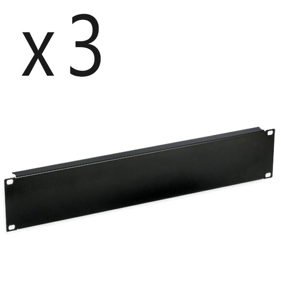 3 Pack Lot, Two Space 2U 19" Blank Network Rack Mount Server Panel Filler Spacer