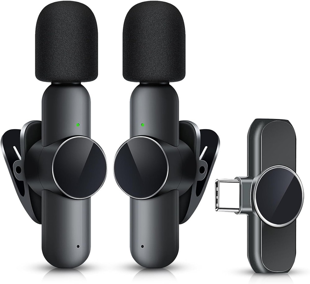 2 Pack Mini Wireless Microphone Type C for Android Phone USB C for Android/Apple