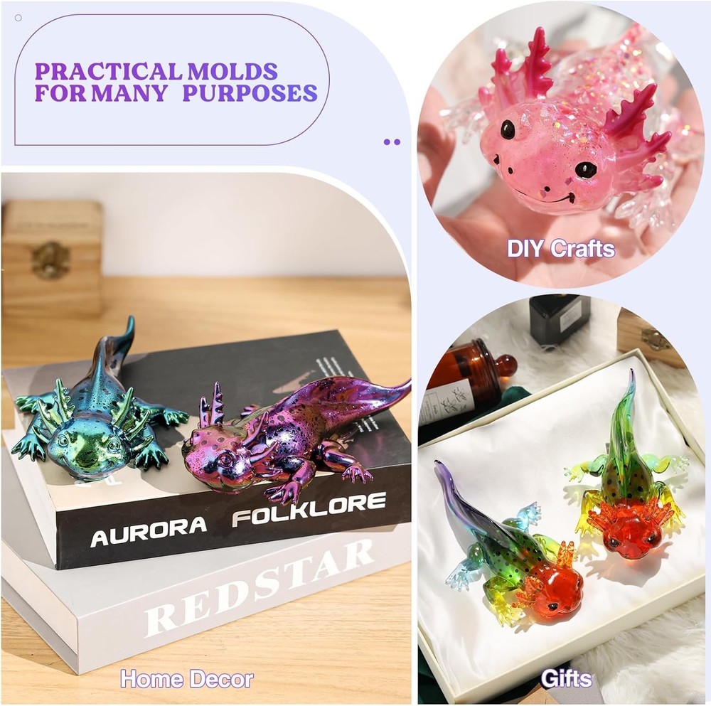 Bundle Crescent Moon Resin Mold and Axolotl