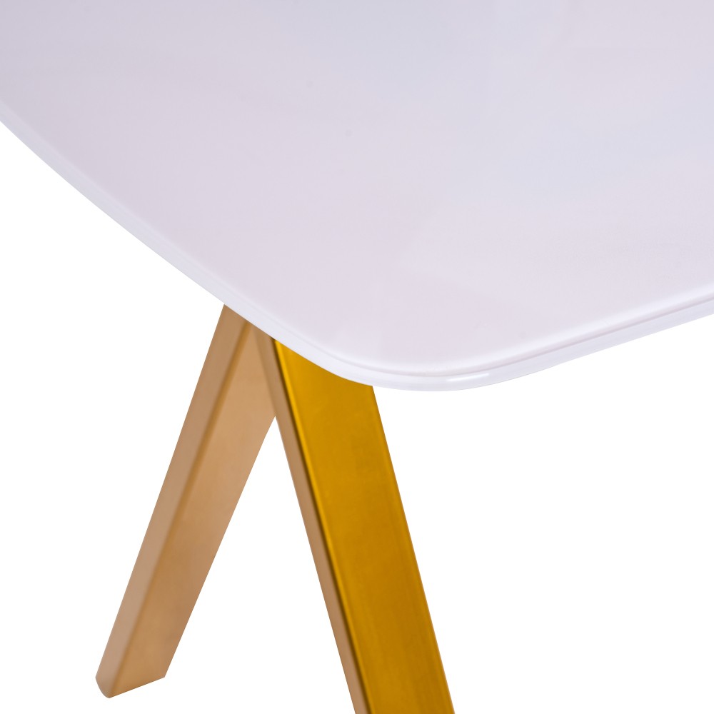 Rectangular Dining Table Modern Tempered Glass Kitchen Table w/metal legs