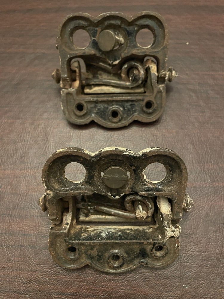 Antique Cast Iron Spring Loaded Screen Door Hinge Hardware Set