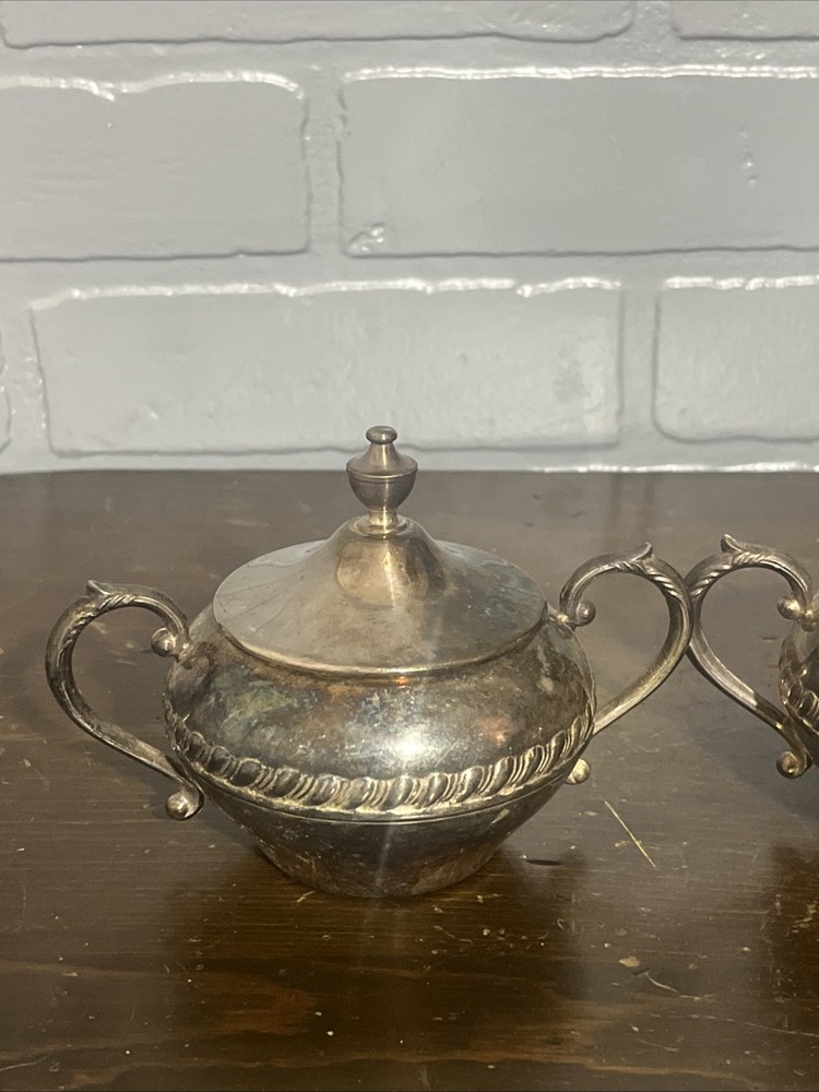 silver-plated sugar and creamer set