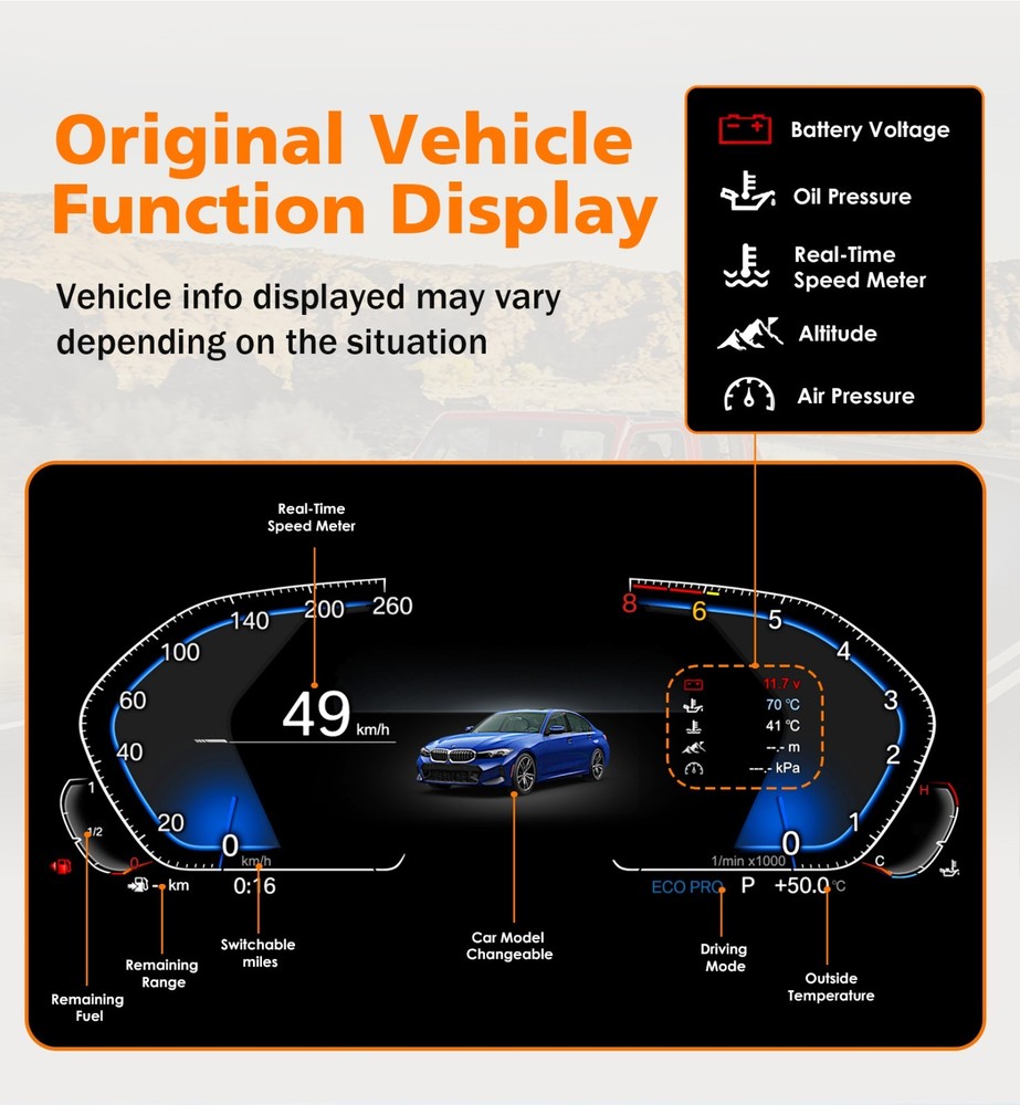 For BMW 3 Series E90/E91/E92/E93 2005-2012 Car LCD Digital Dashboard Instrument