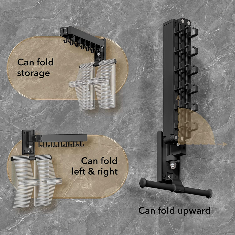 Wall-Mounted Retractable Clothes Drying Rack - Space Saver & Collapsible Design