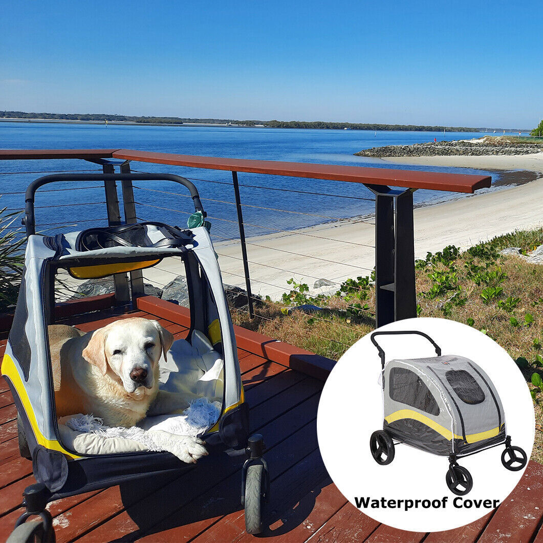 XXL Heavy Duty Dog Stroller Double Door Pet Trolley Carrier Cart Foldable Jogger