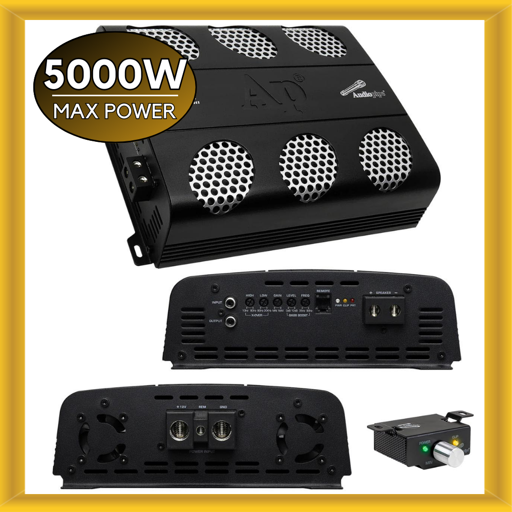 Audiopipe APHF-5000D-H2 Full Range Class D Monoblock Amplifier 5000 Watts 2 OHM
