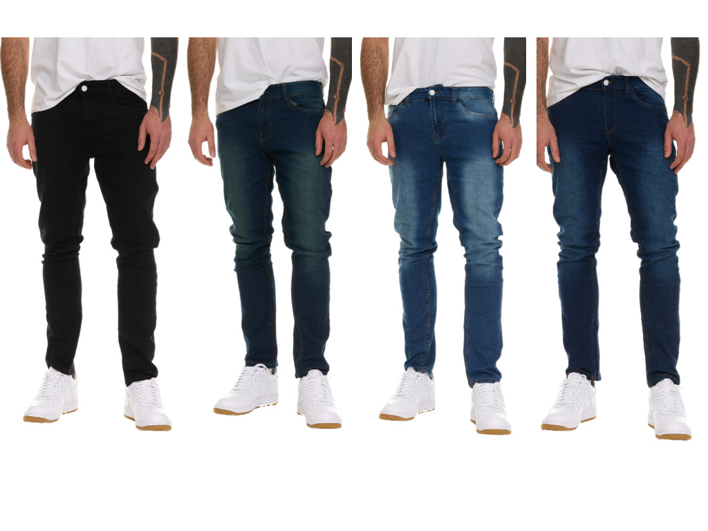 Men's Straight Slim Fit Flex Stretch Premium Washed Jeans Comfy Denim Pants