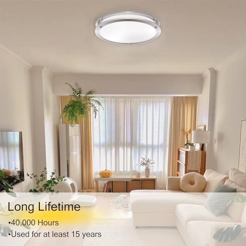2-Pack 36W 13inch LED Flush Mount Ceiling 13inch 2pack without remote Silver