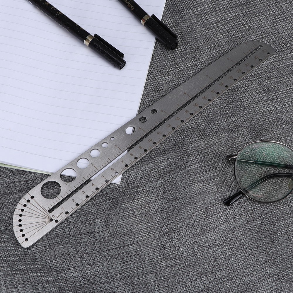 Scale Ruler Multifunctional Stainless Steel Compass Protractor Measuring