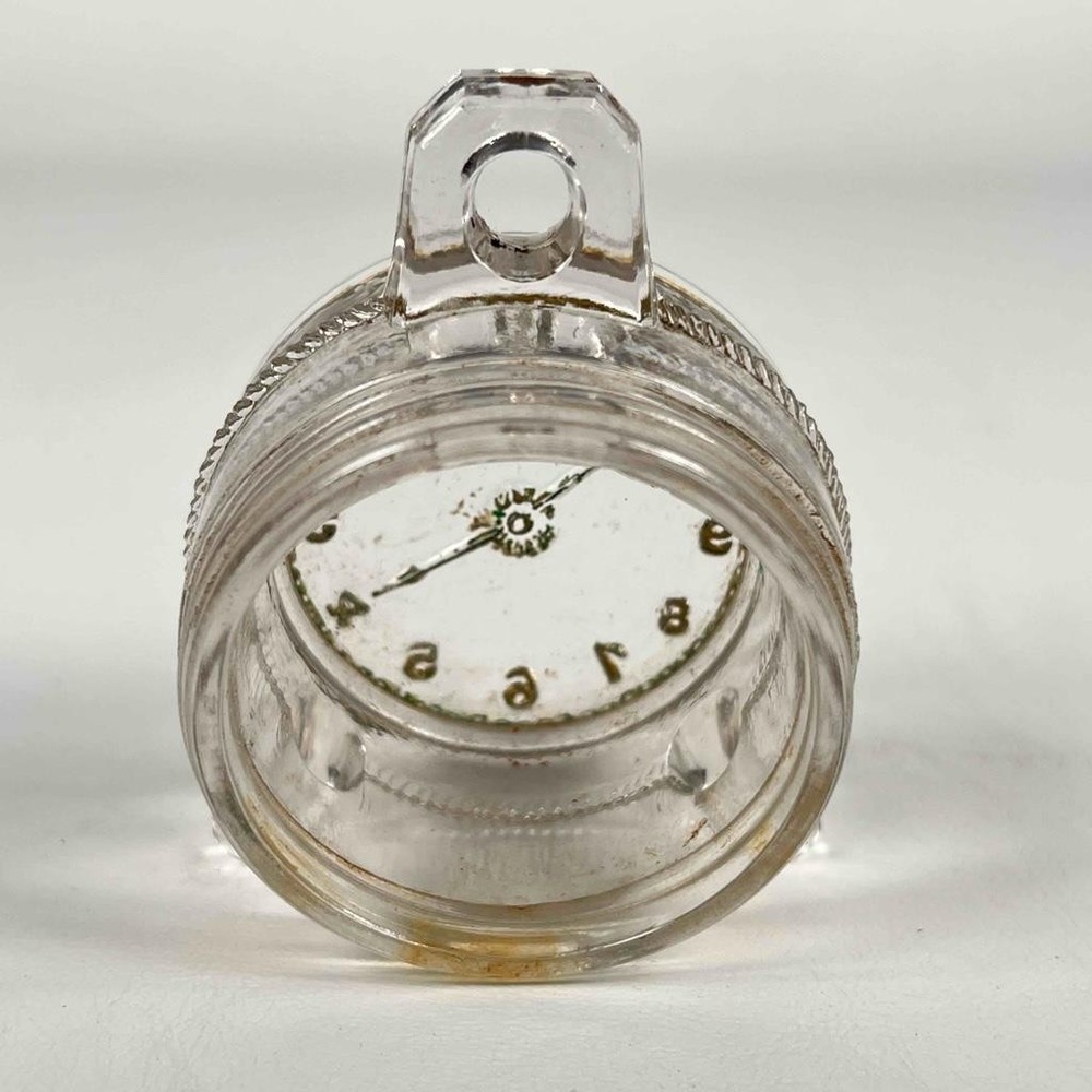 Antique 1916 E & A Glass Alarm Clock Candy Container - No Back