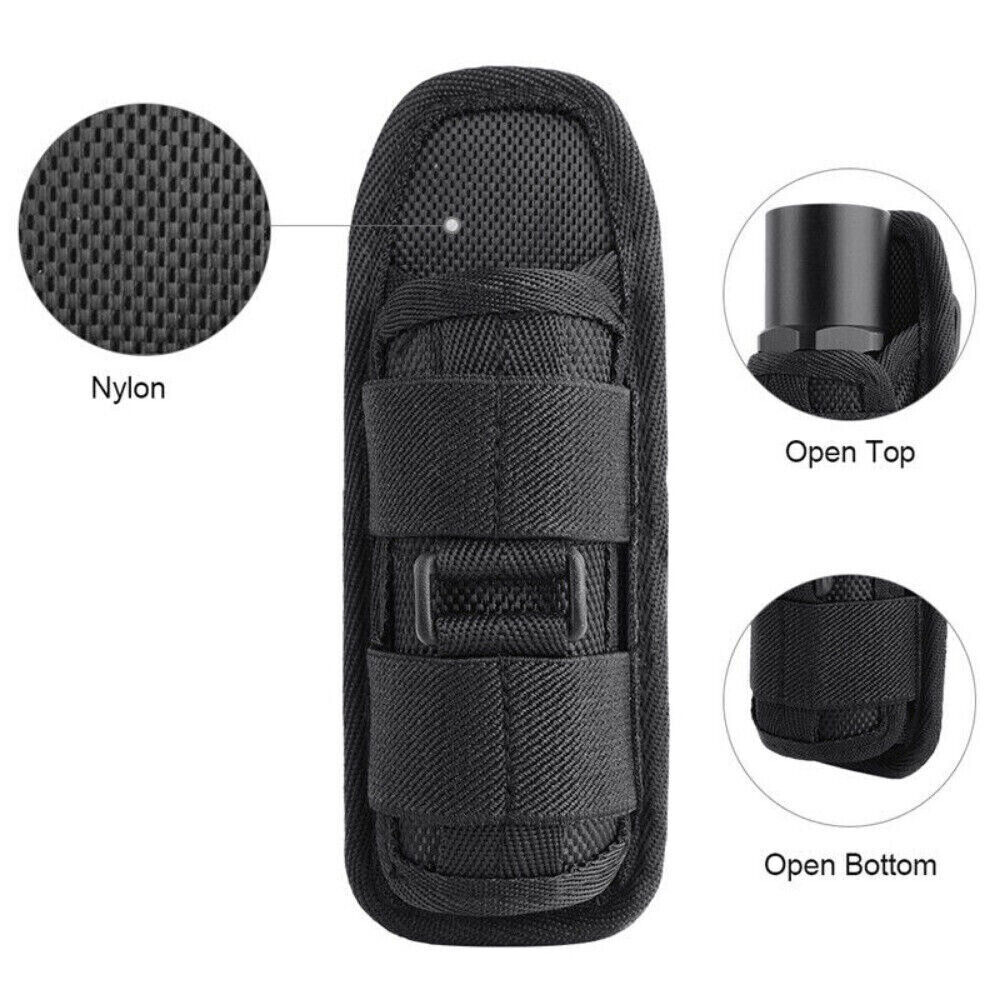 Tactical Flashlight Pouch Adjustable Torch Carry Case with 360-Degree Rotatable