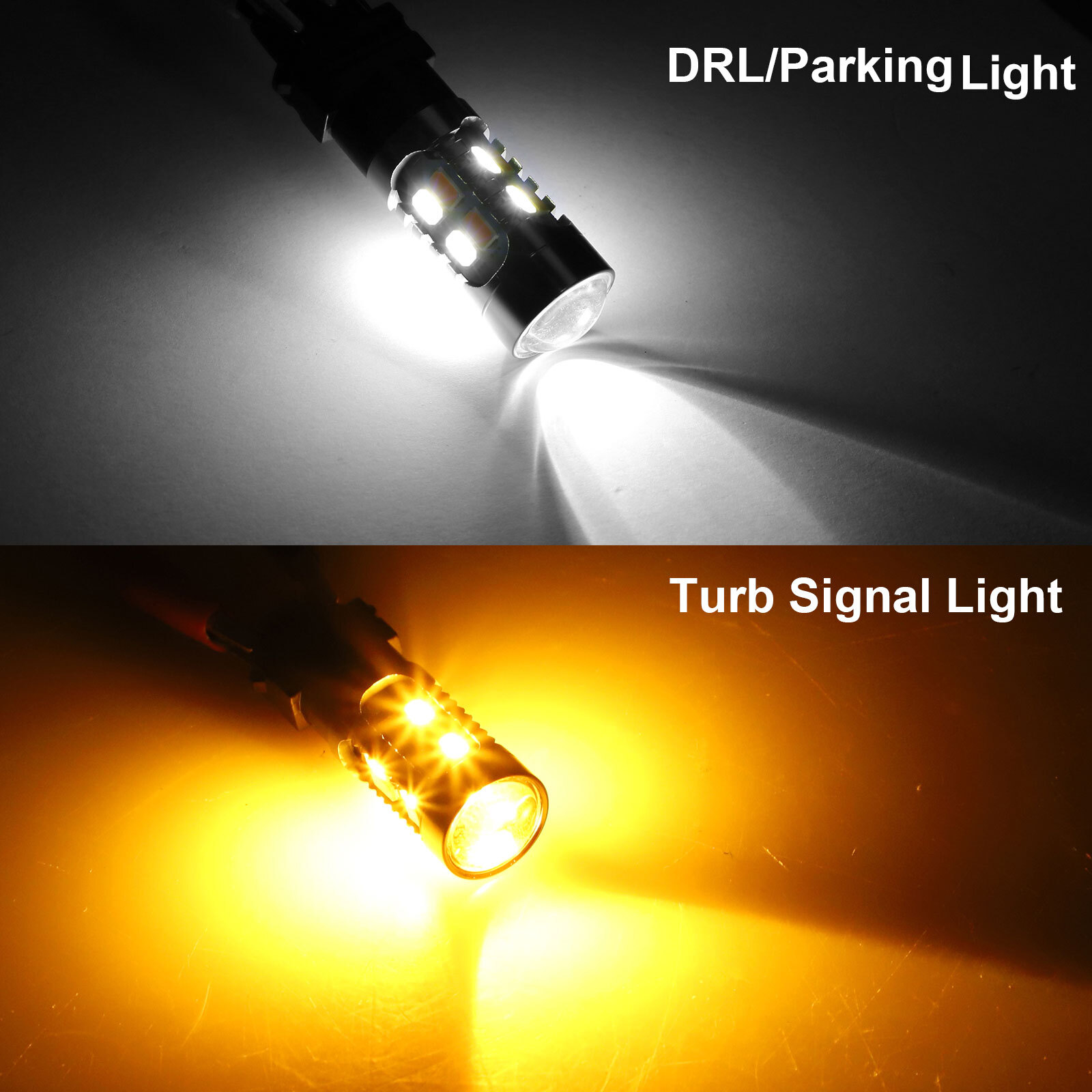 4X 3157 3156 LED DRL Switchback Turn Signal Light Bulbs 4157na 3457a White Amber