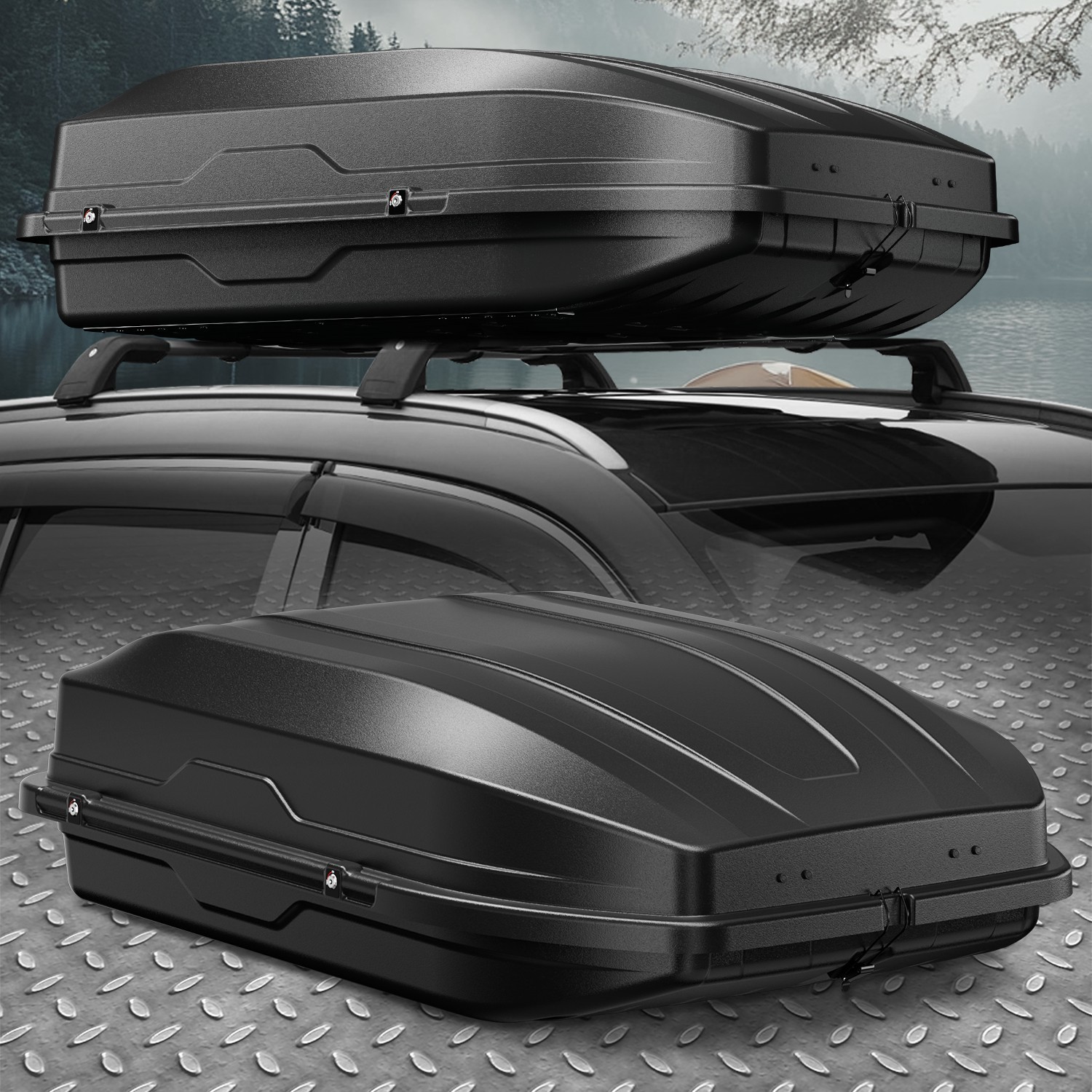 13 Cubic Feet Car Top Cargo Carrier Vehicle Roof Mount Luggage Storage Box w/Key