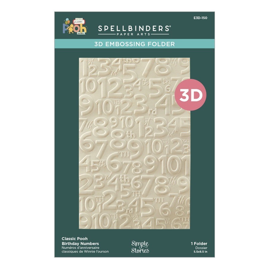 Spellbinders 3D Embossing Folder E3D-150 Classic Pooh Birthday Numbers