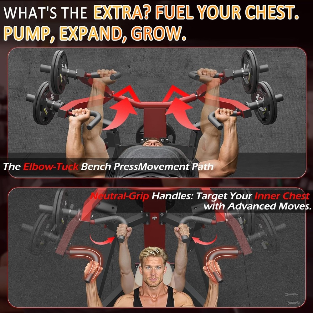 Adjustable Weight Bench Chest Press Workout Machine, Heavy Duty Flat Bench Press