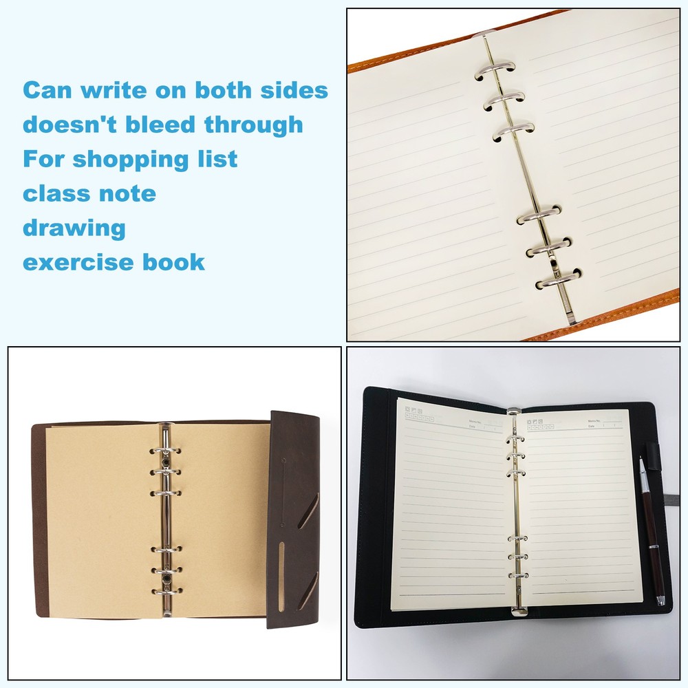 A5 Grid Refill Paper 6-Ring Binder Loose Leaf, 160 Sheets/320 Pages, Lined