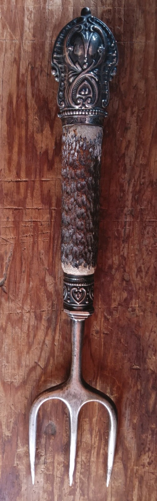 Antique Sterling & Stag Horn English Georgian Era 1798 Bread Fork Solid Beauty