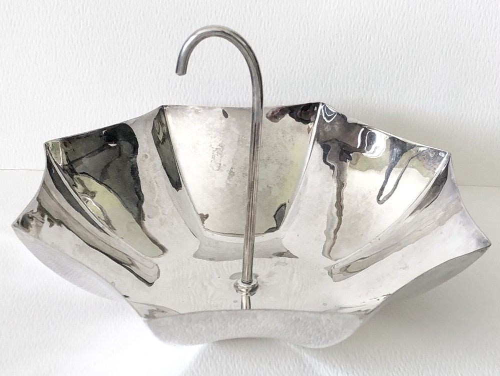 Vintage SilverPlate Diorf Mexico Figural Open Umbrella Silver Candy Dish Bowl