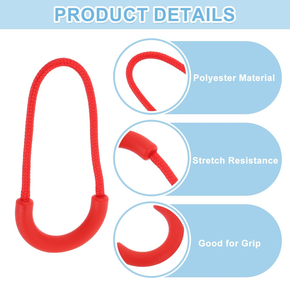 8Pcs U-Shape Zipper Pull Replacement Cord Extender, 63.5mm Red