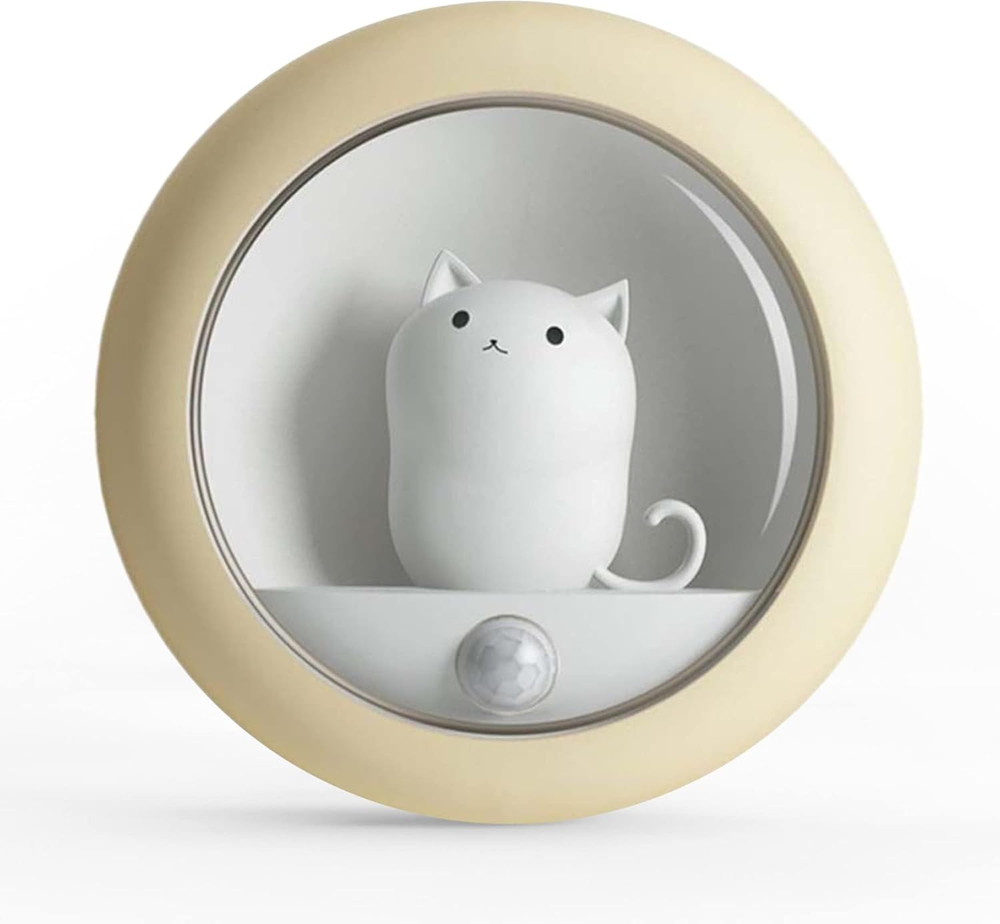 Cat Motion Sensor Light, Rechargeable Motion Activated Night Light LED Warm Whit