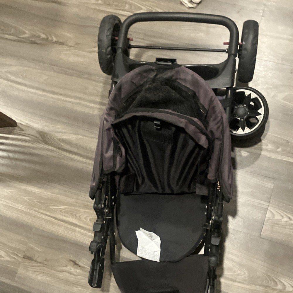 Gray 4-Wheel Pet Stroller Foldable Mesh Window Leopard Print Interior