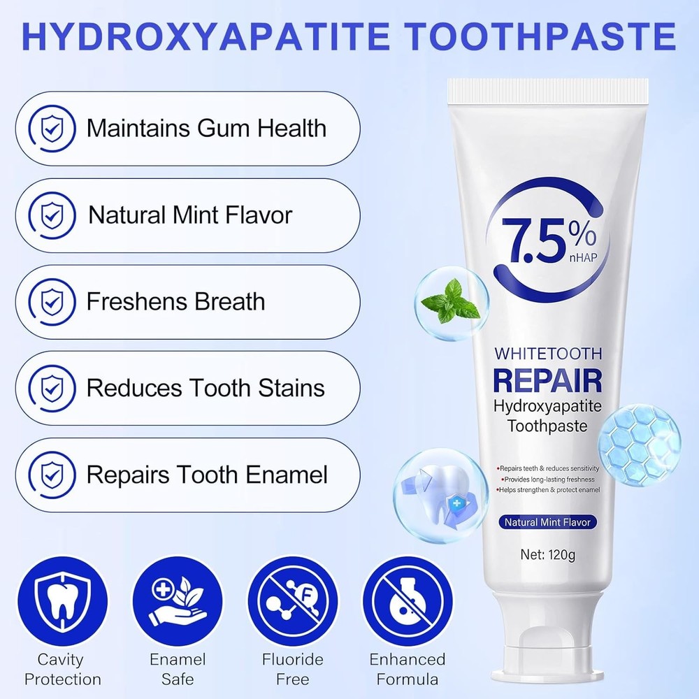7.5% Hydroxyapatite Toothpaste - Refreshing Mint for Sensitive Mouths