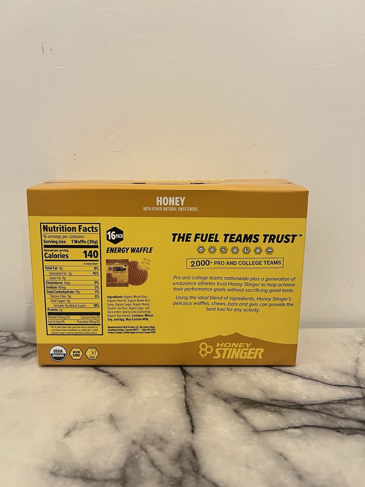 Honey Stinger Energy Waffles Honey Flavor 16 Pack Organic USDA Certified Fuel