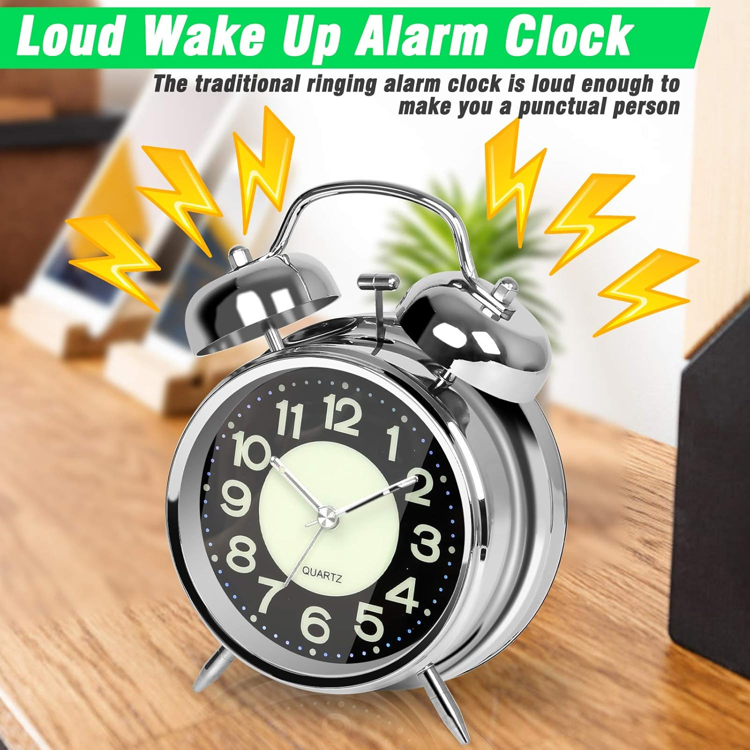 ® Super Loud Alarm Clock for Heavy Sleepers Adults,Twin Bell Retro 4 Inch Silent