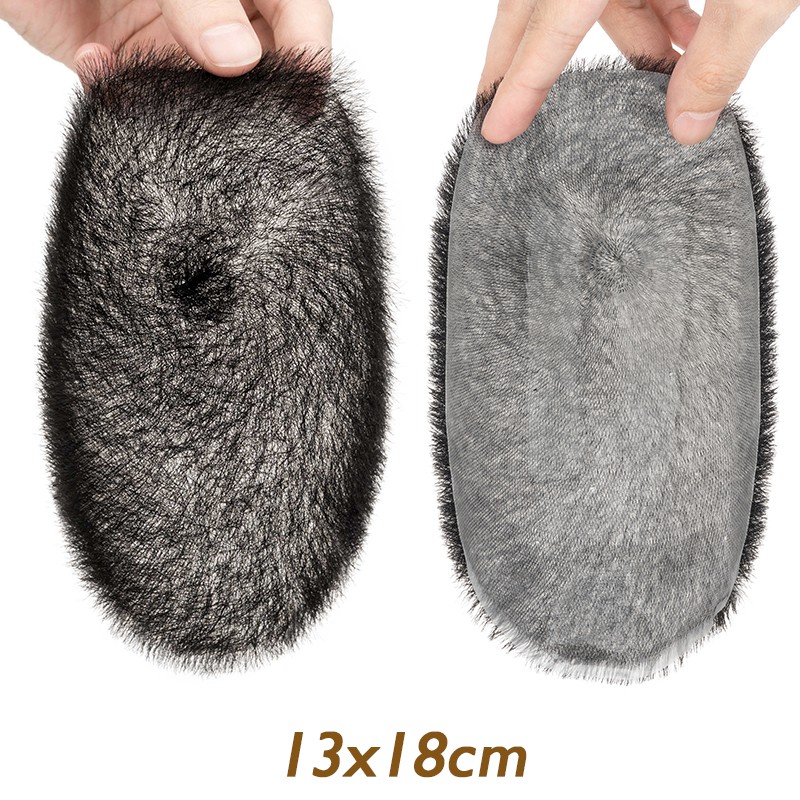 Men's Toupee Human Hair Ultra Thin Skin PU Hairpiece System Wig Short Buzz Cut