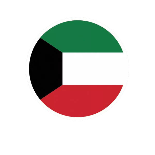 Round Kuwaiti Flag Sticker Decal
