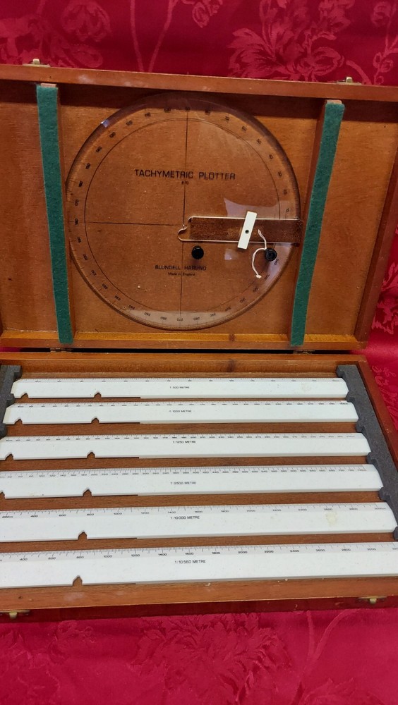 Vintage Tachymeter Plotting Set Made In England.