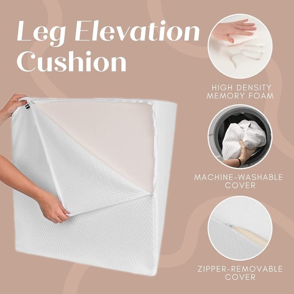 Trickonometry Leg Elevation Pillow with Memory Foam and Wash_