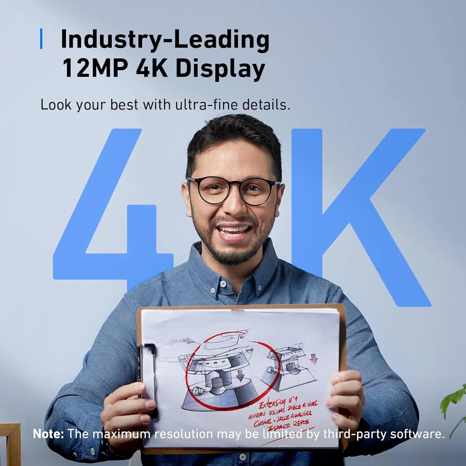 AnkerWork C310 Webcam 4K Camera with Cover AI Auto Focus AI Noise Canceling Mic