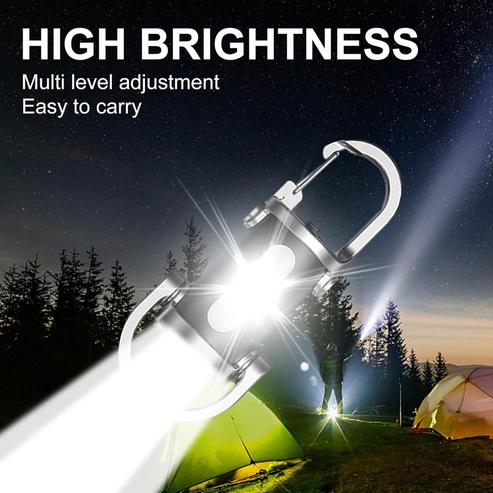 2 Pack Rechargeable Keychain Flashlights, EDC Mini Keychain Flashlight 6 Light M