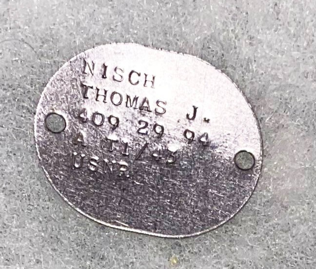 WWII USNR Thomas Nisch T-43 Single Dog Tag