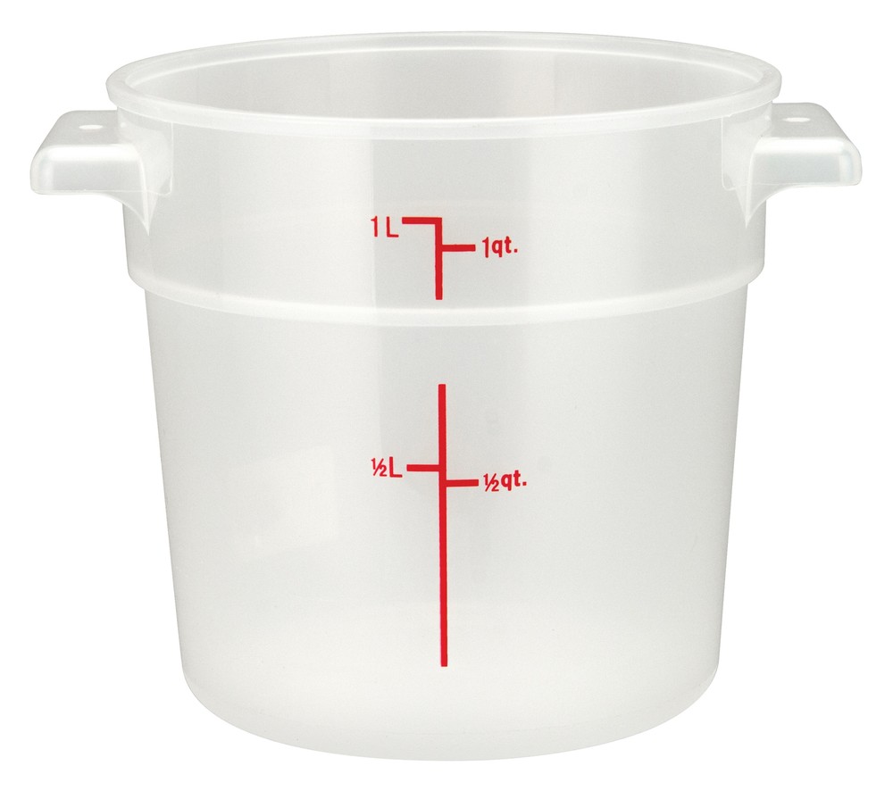1qt Round Storage Container, Translucent, PP (12 Each)