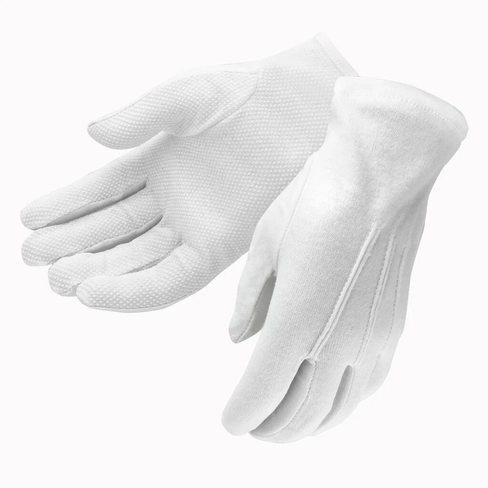 Gloves: Pull-On Gripper Gloves - white cotton Large