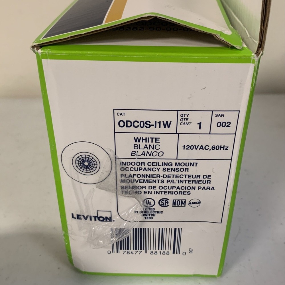 Leviton Self Contained Ceiling Mount Occupancy Sensor and Switching Relay, White