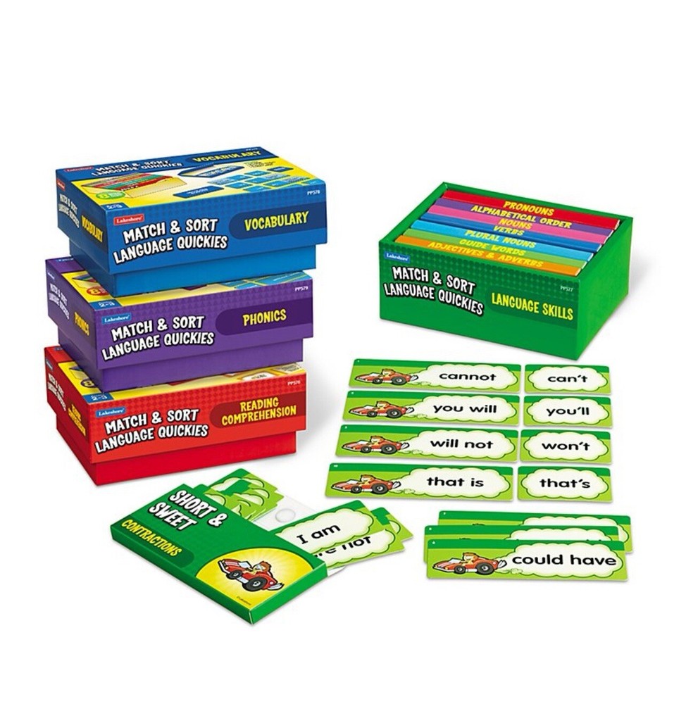 Lakeshore Match & Sort Language Quickies - Gr. 2-3 - Complete Set New