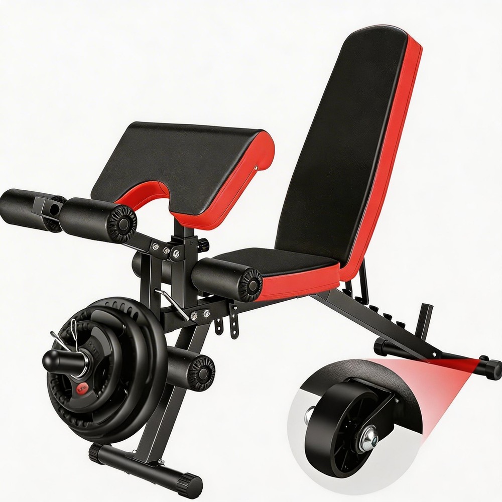 800 LBS Adjustable Foldable Exercise Weight Bench Workout Bench Gym With Wheels