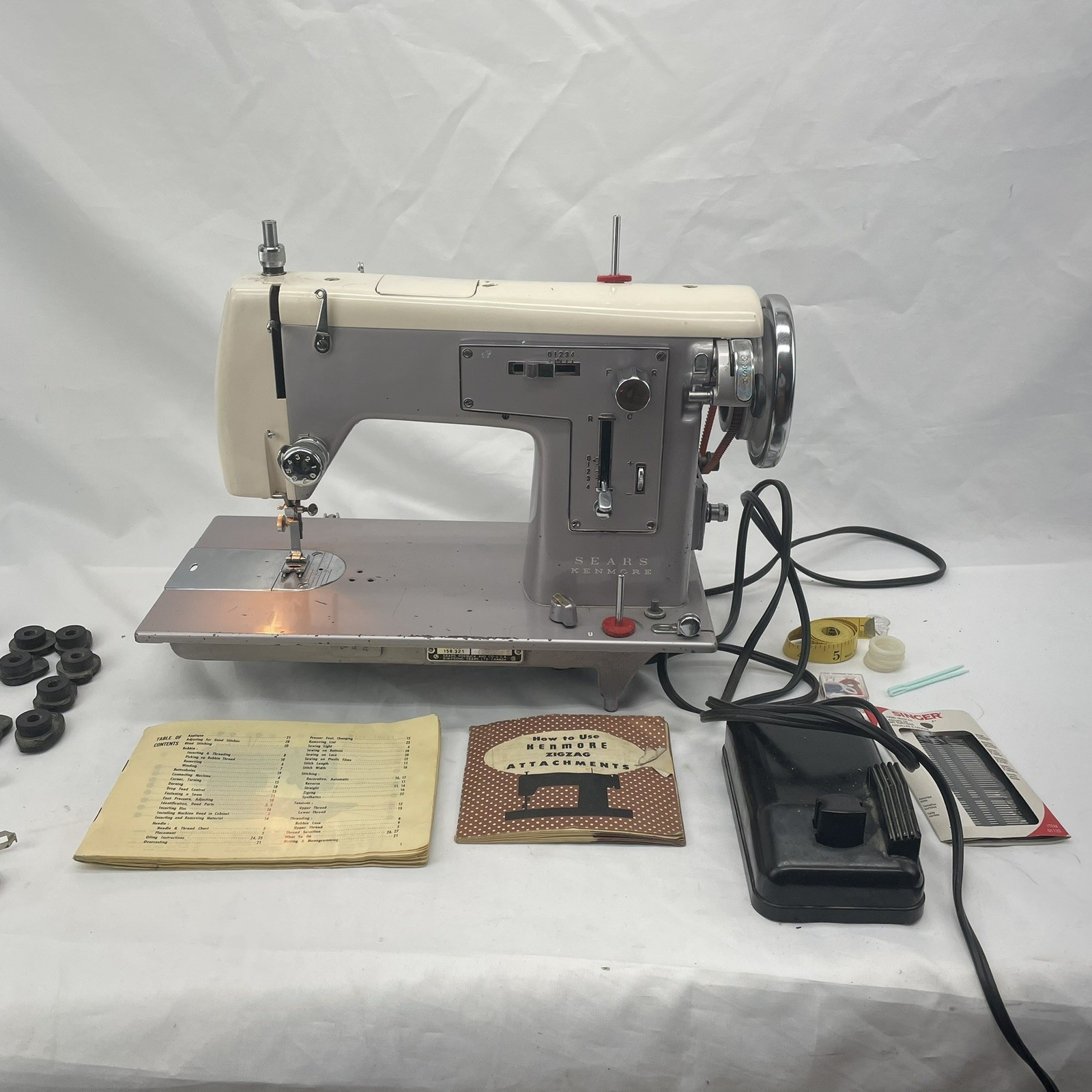 SERVICED - KENMORE 158 HEAVY DUTY 1 Amp Steel Zigzag Sewing Machine JAPAN
