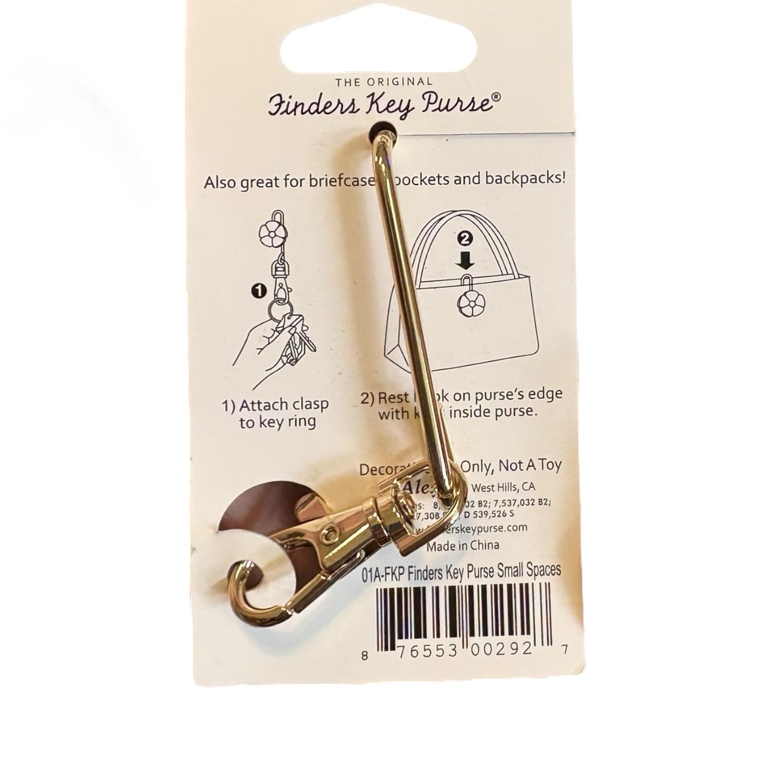 Alex Original Black Swirl Finders Key Purse Key Chain on card