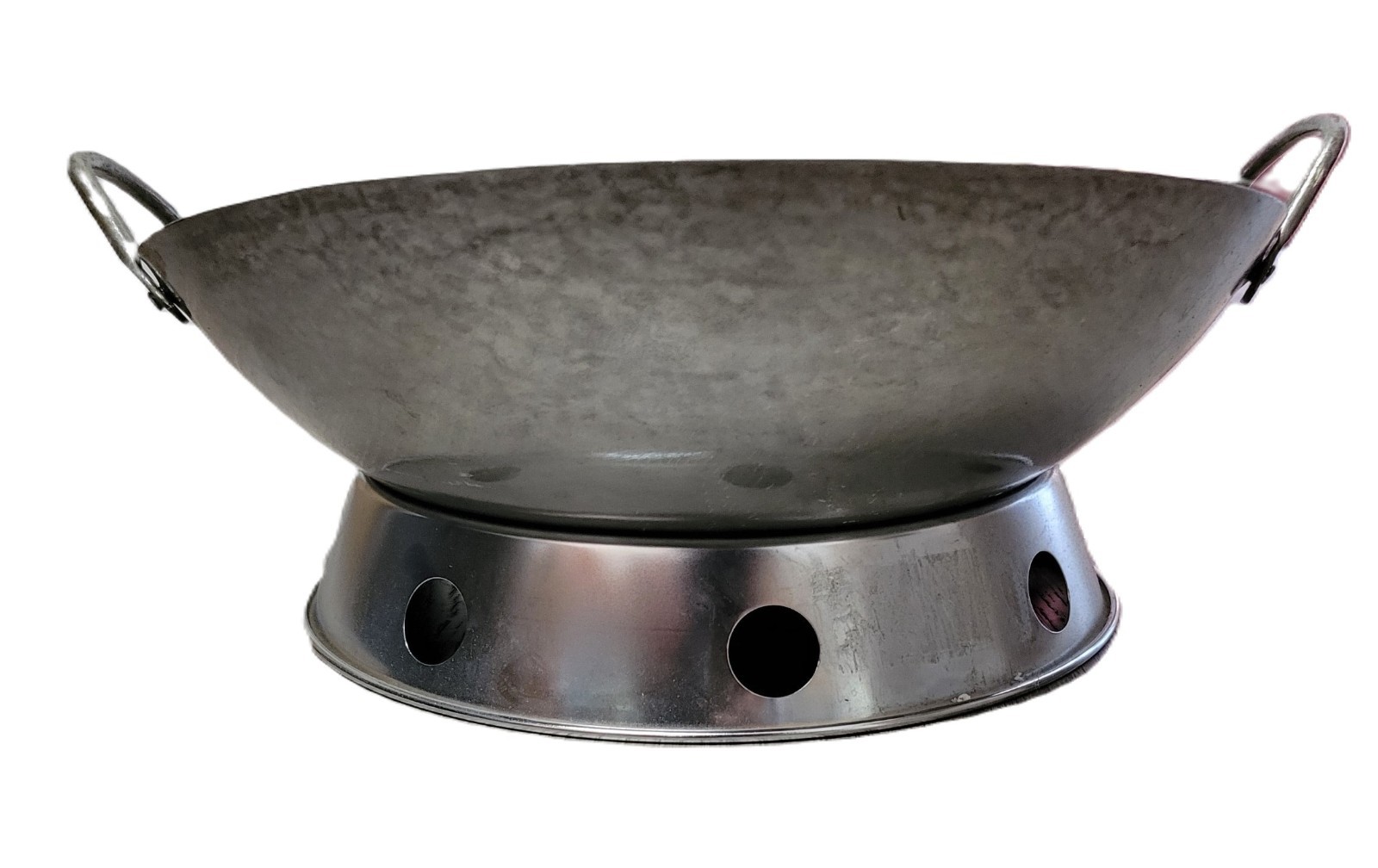 Carbon Steel Hand Hammered Round Bottom Wok with Wok Ring (12,14,16 in )