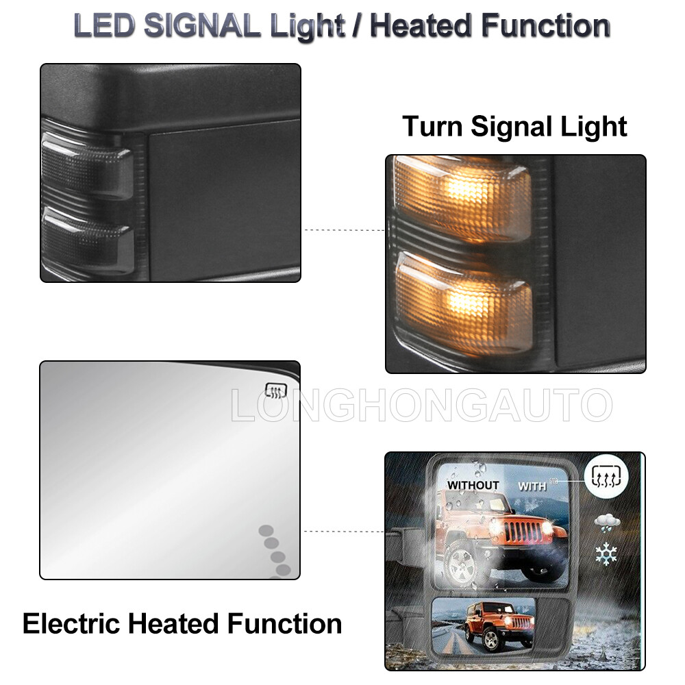 For 99-07 Ford F250 350 450 F550 Super Duty Power Heated LED Signal Tow Mirrors