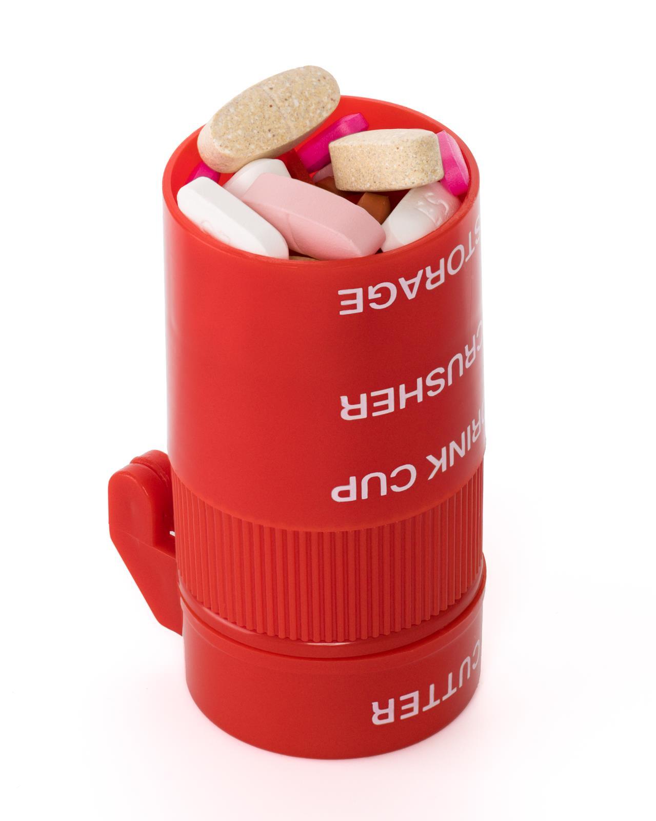 Pill Crusher Cutter and Grinder Combo with Drinking Cup Storage by easycare