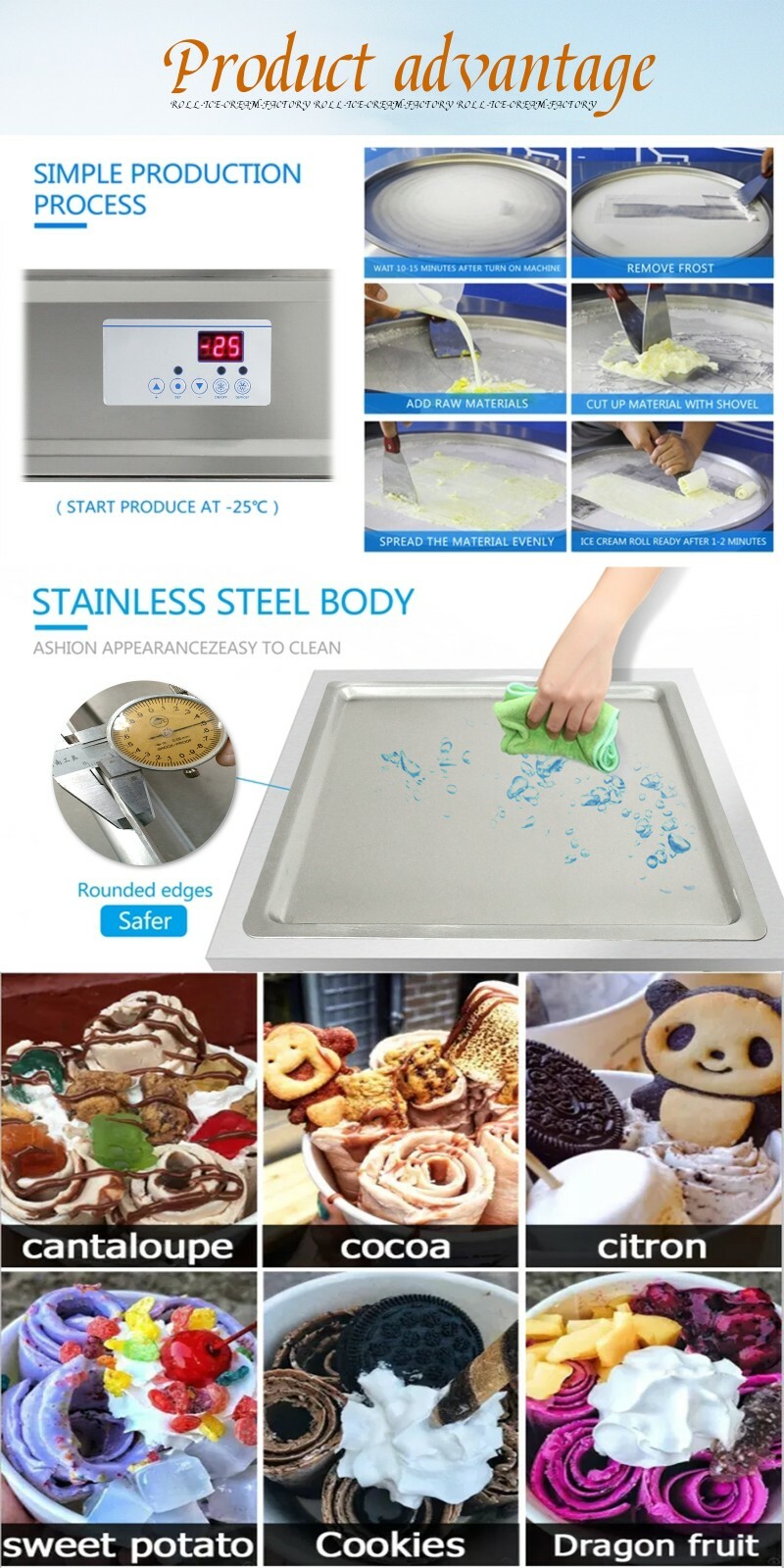 Kolice Commercial ETL 21"X21'' Square Pan Fry Ice Cream Roll Machine,90% New